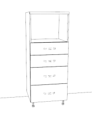 Yarım Boy Cihazlı (Mikrodalga Dolabı) Mutfak Dolabı Modülü 4 Çekmeceli 2 Küçük 2 Büyük Çekmece Boy 150 En 60 Derinlik 52 cm