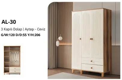 AL-30 3 Kapılı 2 Çekmeceli Gardrop