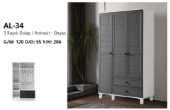 AL-34 3 Kapılı 2 Çekmeceli Gardrop