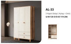 AL-33 3 Kapılı 2 Çekmeceli Gardrop