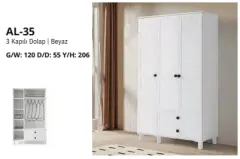 AL-35 3 Kapılı 2 Çekmeceli Gardrop