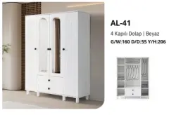AL-41 4 Kapılı 2 Çekmeceli Gardrop