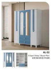 AL-52 4 Kapılı 2 Çekmeceli Gardrop