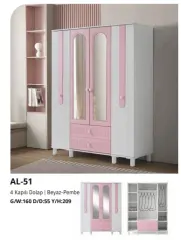 AL-51 4 Kapılı 2 Çekmeceli Gardrop