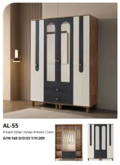 AL-55 4 Kapılı 2 Çekmeceli Gardrop