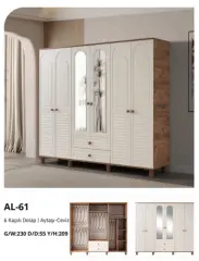 AL-61 6 Kapılı 2 Çekmeceli Gardrop