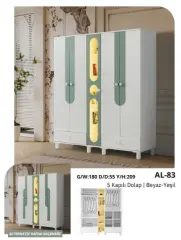 AL-83 5 Kapılı 2 Çekmeceli Gardrop