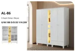 AL-86 5 Kapılı 2 Çekmeceli Gardrop